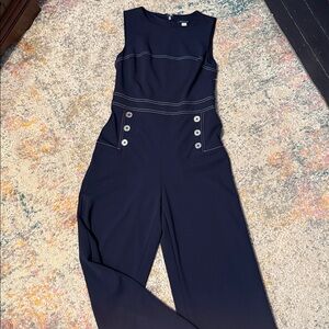 Tommy Hilfiger Button Front Nautical Jumpsuit Navy Size 4